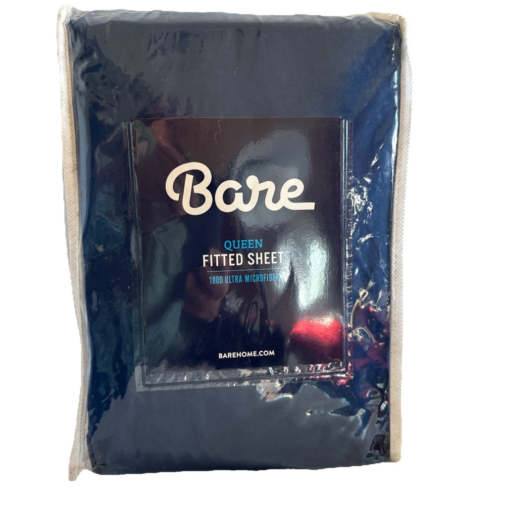 Bare Home Queen Fitted Sheet - Premium 1800‎ Microfiber NEW Navy Bottom Sheet